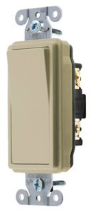 Hubbell Wiring SPST Rocker Light Switches 15 A 120/277 V Style Line® Decorator Series DS115 No Illumination Ivory