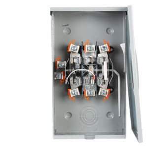 Siemens Talon Metering No Bypass Ringless Meter Sockets 200 A 600 VAC OH 7 Jaw 1 Position 3 Phase