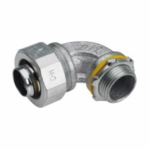 Eaton Crouse-Hinds LT Liquidator™ Series 90 Degree Liquidtight Connectors Non-insulated 3/8 in Compression x Threaded Malleable Iron