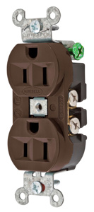 Hubbell Wiring Straight Blade Duplex Receptacles 15 A 125 V 2P3W 5-15R Commercial/Industrial Hubbell-Pro™ Dry Location Brown
