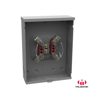Milbank No Bypass Ringless Meter Sockets 200 A 600 VAC UG 4 Jaw 1 Position 1 Phase Triplex Ground Plain Top