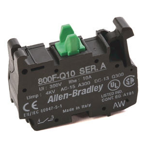 Rockwell Automation 800F-MX Series Contact Blocks Black 1 NO - 1 NC 22 mm Screw Clamp Latch Mount