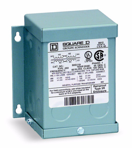 Square D Encapsulated Single Phase Dry-type Transformers 240 x 480 VAC - 120/240 VAC 0.25 kVA N3R Enclosure No Taps