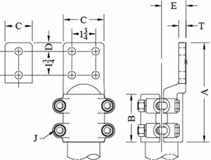 Sefcor FNTT Straight Bolted Terminals 5.3125 in Copper
