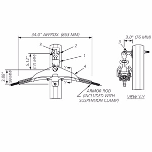 AFL OPGW Single Suspension Steel Pole / Vang Assemblies