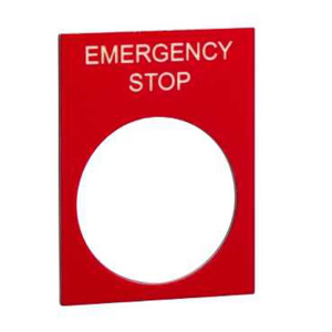 Square D Harmony® ZB2 Series Legend Plates 22 mm EMERGENCY STOP Red White