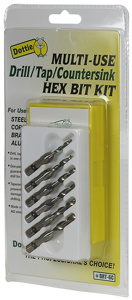 Dottie Drill/Tap/Countersink Hex Bit Kits 6 Piece M2 High Speed Steel