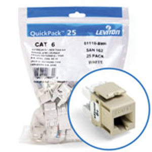 Leviton 61110-B-6 eXtreme™ QuickPort® Series Keystone Jack Inserts Ivory RJ45 Cat6