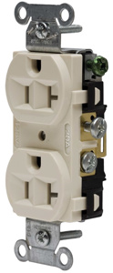 Hubbell Wiring Straight Blade Duplex Receptacles 20 A 125 V 2P3W 5-20R Commercial CRF Dry Location Almond