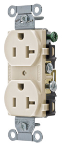 Hubbell Wiring Straight Blade Duplex Receptacles 20 A 125 V 2P3W 5-20R Commercial CR Dry Location Almond