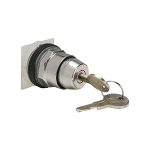 Square D Harmony™ 9001K 30 mm Key Selector Switches Keyed Selector Switch 2 Position Spring Return from Right Silver
