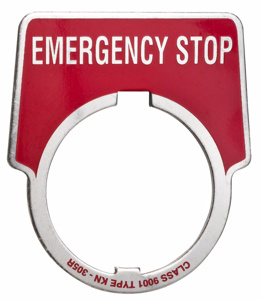 Square D Harmony™ 9001K Series Legend Plates 30 mm EMERGENCY STOP Silver