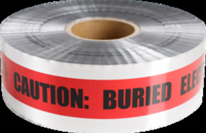 Minerallac Detectable Underground Hazard Tape Black on Red<multisep/>Silver 3 in x 1000 ft Caution Buried Electrical Line