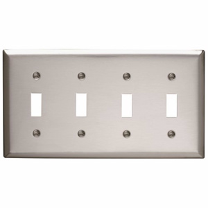 Pass & Seymour Standard Toggle Wallplates 4 Gang Metallic Stainless Steel 302/304 Device
