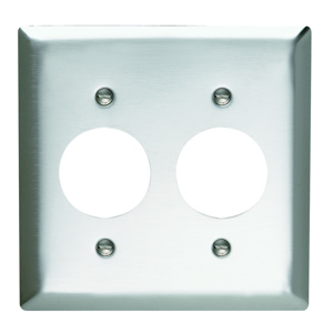 Pass & Seymour Standard Round Hole Wallplates 2 Gang 1.406 in Metallic Stainless Steel 302/304 Device