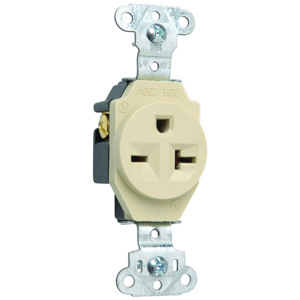 Pass & Seymour 5851 Series Single Receptacles 20 A 250 V 2P3W 6-20R Commercial Ivory