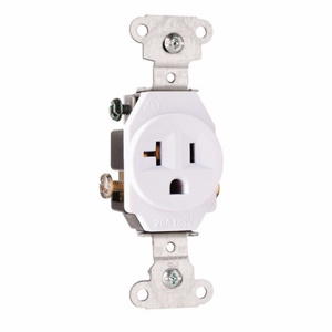 Pass & Seymour 5351 Series Anchor Strap Single Receptacles 20 A 125 V 2P3W 5-20R Commercial White