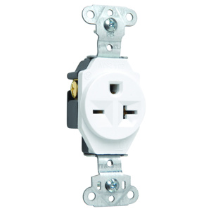 Pass & Seymour 5851 Series Single Receptacles White 6-20R Commercial
