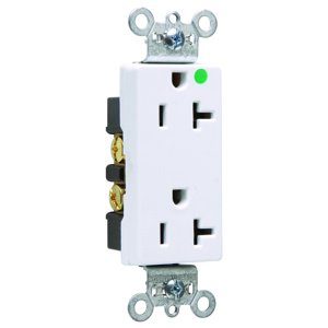 Pass & Seymour 26362 Series Decorator Duplex Receptacle 20 A 125 V 2P3W 5-20R Hospital Corrosion-resistant White