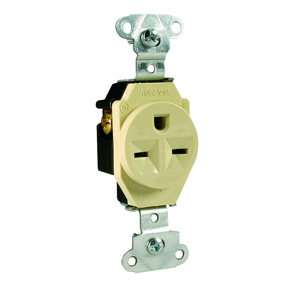 Pass & Seymour 5651 Series Single Receptacles 15 A 250 V 2P3W 6-15R Commercial Ivory