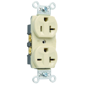 Pass & Seymour 5890 Series Duplex Receptacles 20 A 125/250 V 2P3W 5-20R Commercial Ivory
