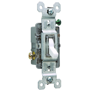 Pass & Seymour SPST Toggle Light Switches 15 A 120 V Trademaster® Illuminated White
