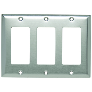 Pass & Seymour Standard Decorator Wallplates 3 Gang Metallic Stainless Steel 302/304 Device