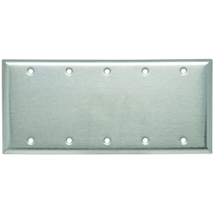 Pass & Seymour Standard Blank Wallplates 5 Gang Metallic Stainless Steel 302/304 Box