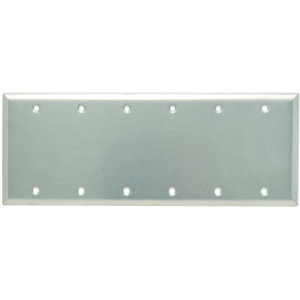 Pass & Seymour Standard Blank Wallplates 6 Gang Metallic Stainless Steel 302/304 Box