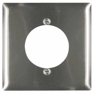 Pass & Seymour Standard Round Hole Wallplates 2 Gang 2.125 in Metallic Stainless Steel 302/304 Device
