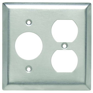 Pass & Seymour Standard Duplex Round Hole Wallplates 2 Gang 1.406 in Metallic Stainless Steel 302/304 Device