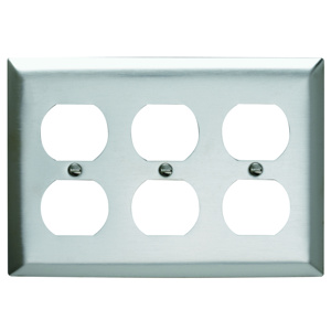 Pass & Seymour Standard Duplex Wallplates 3 Gang Metallic Stainless Steel 302/304 Device