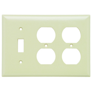 Pass & Seymour Standard Duplex Toggle Wallplates 3 Gang Ivory Plastic Device