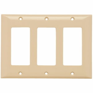 Pass & Seymour Standard Decorator Wallplates 3 Gang Ivory Plastic Device