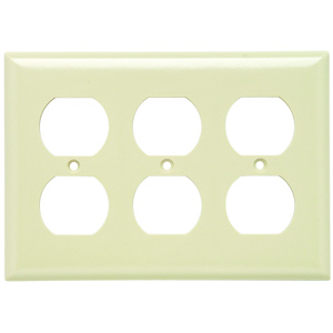 Pass & Seymour Standard Duplex Wallplates 3 Gang Ivory Plastic Device