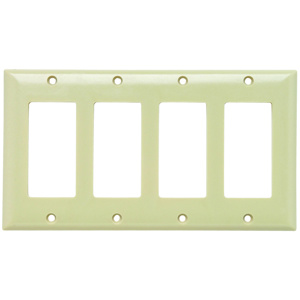 Pass & Seymour Standard Decorator Wallplates 4 Gang Ivory Plastic Device