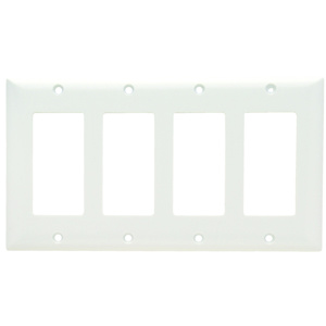 Pass & Seymour Standard Decorator Wallplates 4 Gang White Plastic Device