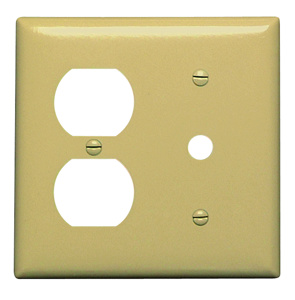 Pass & Seymour Standard Coax Duplex Wallplates 2 Gang 0.406 in Ivory Plastic Device