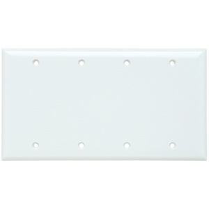 Pass & Seymour Standard Blank Wallplates 4 Gang White Plastic Box