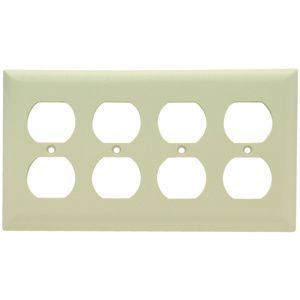 Pass & Seymour Standard Duplex Wallplates 4 Gang Ivory Plastic Device