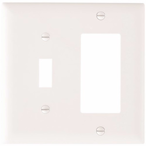 Pass & Seymour Standard Decorator Toggle Wallplates 2 Gang White Nylon Device