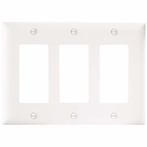 Pass & Seymour Standard Decorator Wallplates 3 Gang White Nylon Device