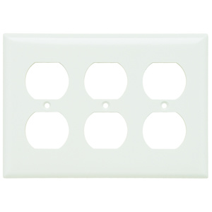 Pass & Seymour Standard Duplex Wallplates 3 Gang White Plastic Device
