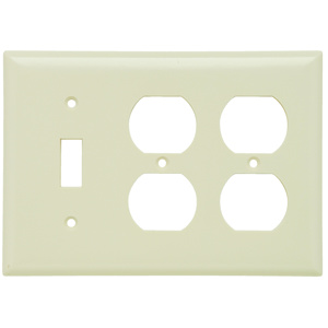 Pass & Seymour Standard Duplex Toggle Wallplates 3 Gang Light Almond Plastic Device