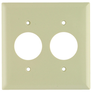 Pass & Seymour Standard Round Hole Wallplates 2 Gang 1.406 in Ivory Plastic Device