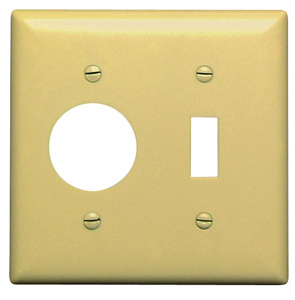 Pass & Seymour Standard Duplex Round Hole Wallplates 2 Gang 1.406 in Ivory Plastic Device