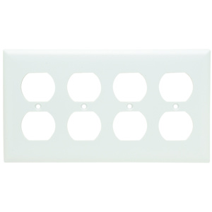 Pass & Seymour Standard Duplex Wallplates 4 Gang White Plastic Device