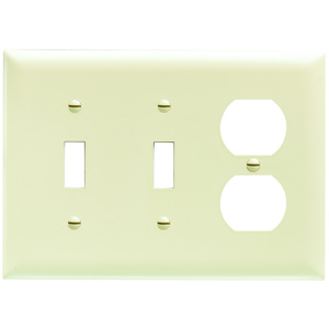 Pass & Seymour Standard Duplex Toggle Wallplates 3 Gang Ivory Nylon Device