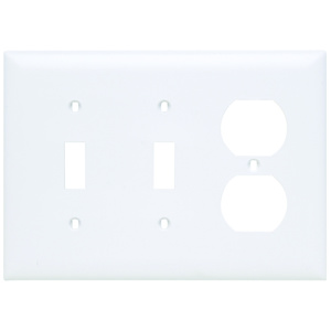 Pass & Seymour Standard Duplex Toggle Wallplates 3 Gang White Nylon Device
