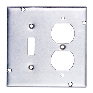 ABB Thomas & Betts 4-11/16 Square Box Industrial Covers 1 Duplex Receptacle 1 Toggle Switch 1/2 in Raised